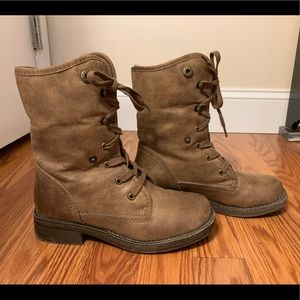 Brown combat boots